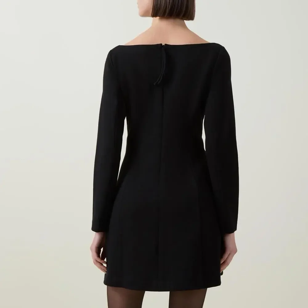 New SPANX Ballet Ponte Long Sleeve Mini Dress In Black Size S $168 - Picture 2 of 11